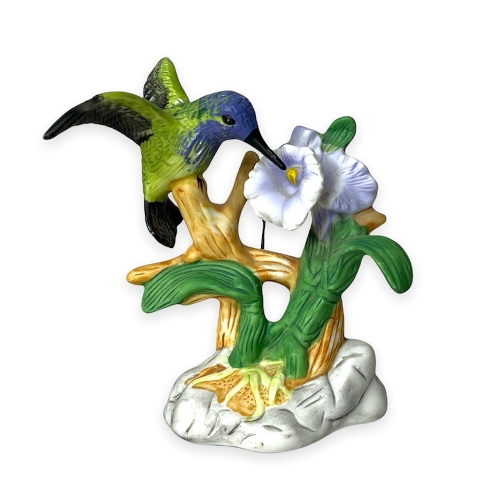 Porcelain‎ Figurine Natures Costas Hummingbird Purple Flower by Russ Berrie